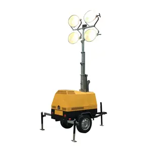 5m手动桁架升降机便携式拖车360发光二极管太阳能电池板照明移动灯塔，用于各种建筑道路修复