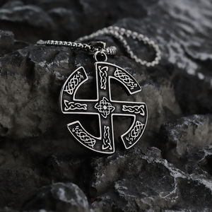 yunnique Stainless Steel Men's <b>Cross</b> Pendant Necklace Geometric Design Asymmetry Fashion Jewelry For Clothing Matching - Product Image 3
