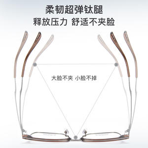 Monture de lunettes rectangulaire bleu graphite tendance M6121 en titane IP, monture complète unisexe, verres en résine confortables - Product Image 5