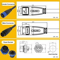 Connecteur étanche M25 2 3 12 broches mâle-femelle IP68, prise de câble d'alimentation pour éclairage LED extérieur