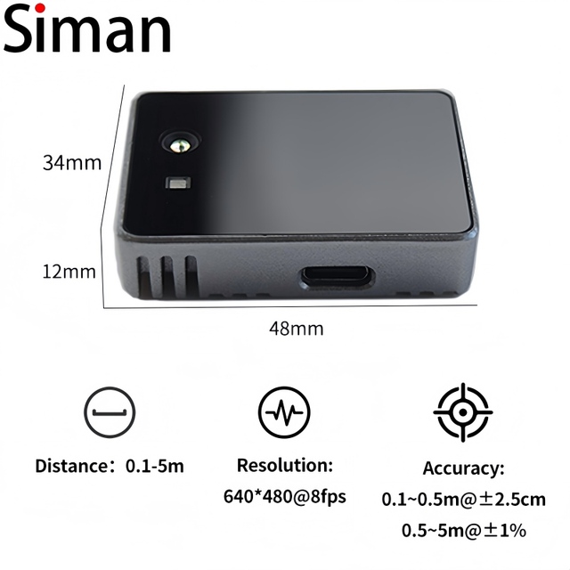 SGA-05U 3D Solid State LiDAR 5m Laser Sensor 640x480 ToF Camera for Drone Navigation Real-time 3D Spatial Perception Type-C