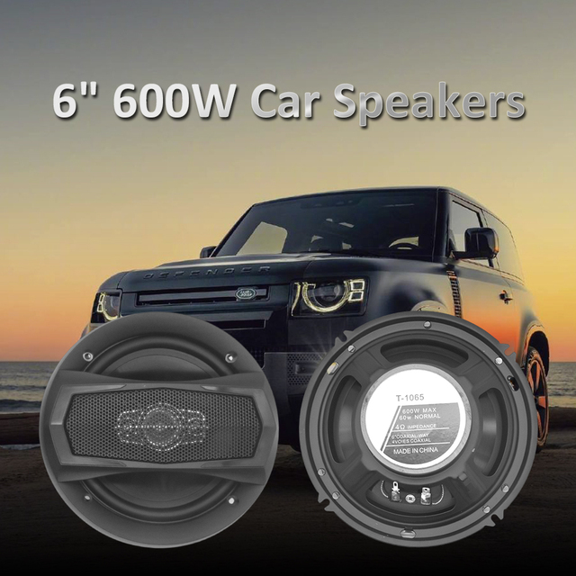 T-1065 6 Inch 3 Way 600W Max Coaxial Car Speakers Pair Car Audio Speakers for Vehicle