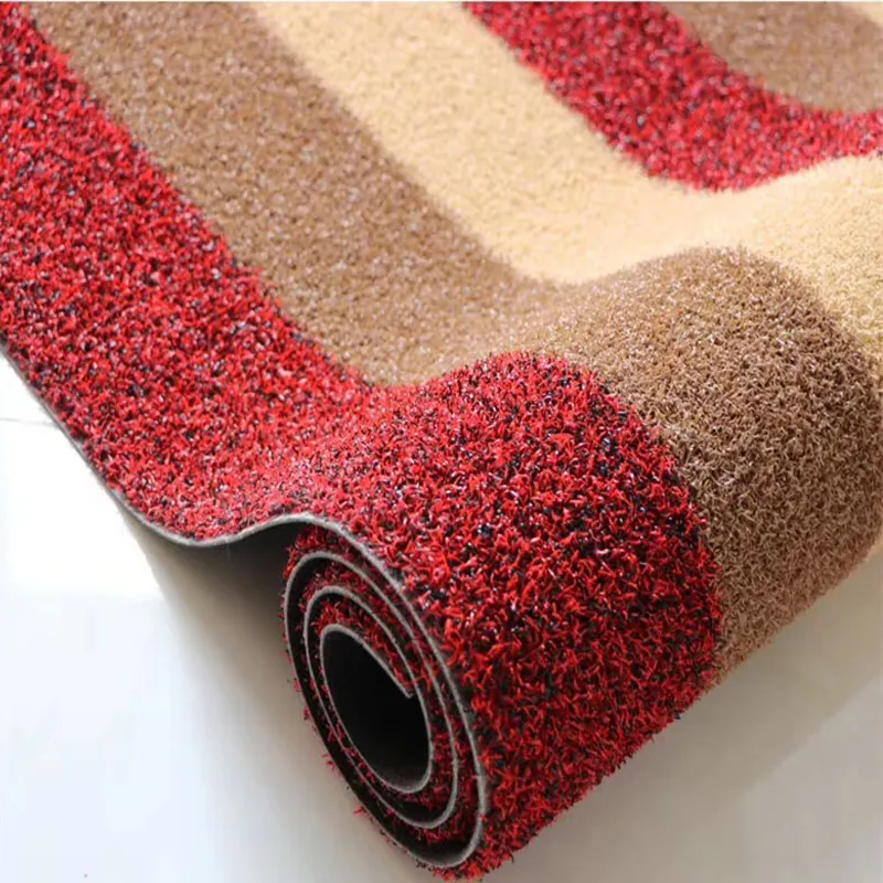 High品質カラフルなDust制御Tufed PP GrassカットパイルCarpet With NonのPVC Backing Door Mat