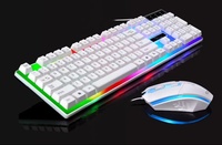 T315 Professional LED Wired Gaming Keyboard Mouse Combo Full Size Backlit Set for Gamers USB Interface Waterproof for Office Use