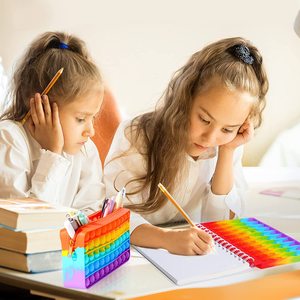Pop It Pencil Case <b>Set</b> Bubble Silicone Simple Pencil <b>Box</b> <b>Fidget</b> Notebook Toys to Relieve Stress for Children and Adults - Product Image 6