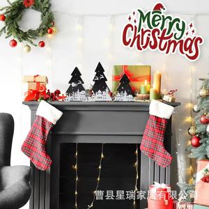 Juego de bandejas decorativas para árbol de Navidad, 3 piezas, patrón escénico de madera, estilo rústico, para decoración navideña de interiores - Product Image 3