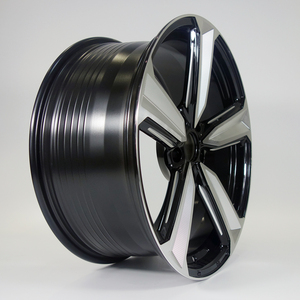Jantes en alliage d'aluminium à cinq branches concaves forgées Black Camel 17-19-20 pouces, fraisage des rayons de 35 mm, noir brillant, neuves pour voitures particulières Audi - Product Image 6
