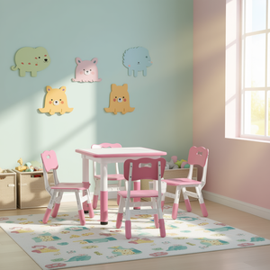 Adjustable Pink Table and <b>Chair</b> Set for <b>Toddlers</b> 5pc Plastic Contemporary Design Kids Furniture Set - Product Image 2