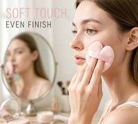 Puff Rias Wajah Heart Velvet dengan Tali Jari, untuk Bedak Tabur, Foundation, dan Pengaturan Rias Wajah, Alat Kecantikan Berkualitas Tinggi