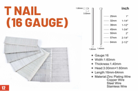Agrafeuse sans fil électrique Nailtask 20V, batterie, calibre 16, T50, cloueuse de finition, cloueuse à pointes pour le bois