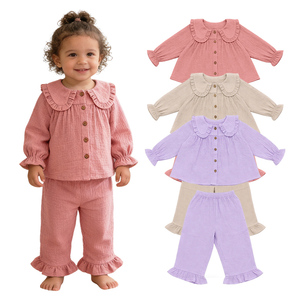 Set <span class=keywords><strong>di</strong></span> Abbigliamento per Ragazze in Cotone Organico 100%, <span class=keywords><strong>Camicia</strong></span> Oversize in <span class=keywords><strong>Mussola</strong></span> e Pantaloni a Gamba Larga, Outfit Casual - Product Image 1