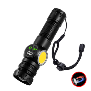 <span class=keywords><strong>Lampe</strong></span> torche <span class=keywords><strong>LED</strong></span> rechargeable à zoom numérique, 30W, 1500m <span class=keywords><strong>de</strong></span> portée, <span class=keywords><strong>1000</strong></span> <span class=keywords><strong>lumens</strong></span>, aimant arrière, lumière latérale COB, affichage numérique - Product Image 1