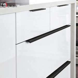 خزانة مطبخ من سبائك الألومنيوم من Oukali ، أخفى حافة الإصبع ، أسود غير لامع - Product Image 6