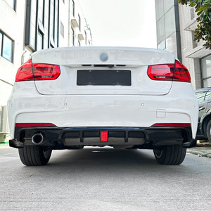 Amp-Z Rear Lip Spoiler Kit For Bmw 3 Series F30 M Performance Style Piano Black Matte Finish With <b>Lights</b> And <b>Corner</b> Spoilers - Product Image 3