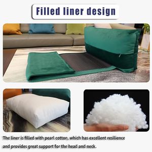 Coussin de tête inclinable personnalisé avec sangle antidérapante, coussin en velours pour la maison, le bureau, les voyages, soutien du cou, vert - Product Image 2