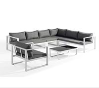 Meilleures ventes : Ensemble de canapés d'angle en aluminium en forme de L, mobilier de jardin extérieur OEM, salon de patio, villa, durable