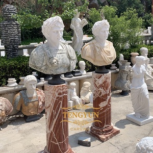 <span class=keywords><strong>Buste</strong></span> antique personnalisé en <span class=keywords><strong>marbre</strong></span> d'un <span class=keywords><strong>homme</strong></span> romain, sculptures de bustes masculins en pierre avec socle en colonne pour la décoration - Product Image 2