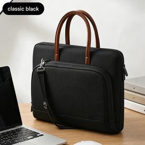 Sacoche d'ordinateur portable étanche en polyester, bandoulière fine et portable pour affaires, 14-15 pouces, avec poignée en cuir, mallette pour ordinateur portable - Product Image 3