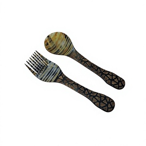 Juego de Cubiertos de Dos Piezas Estilo Nuevo, Cubiertos Reutilizables de Cuerno, Cuchara y Tenedor para Fiestas y Hoteles, Utensilios de Cocina, Herramientas para Servir Ensaladas - Product Image 1