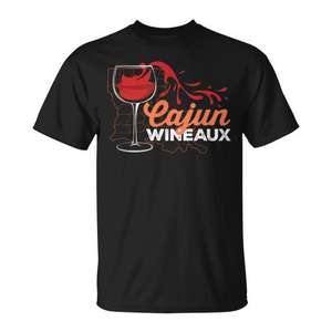 Camiseta Cajun Wineaux de algodón negro, camiseta promocional unisex para adultos - Product Image 1