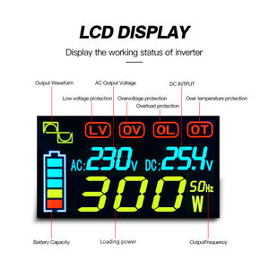 Inverter di Potenza a Onda Sinusoidale Pura <span class=keywords><strong>300W</strong></span> ad Alta Frequenza, Off-Grid 12V/24V per Uso Domestico 50/60Hz - Product Image 6