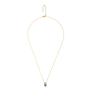 Dendritic <b>Opal</b> Teardrop Pendant <b>Necklace</b> Natural Stone Gold Tone Satellite Chain Minimal Boho Jewelry Gift for Women - Product Image 1