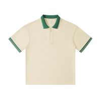 NIEUW Lente/Zomer 240g Piqué Katoenen T-shirt met korte mouwen en opstaande kraag; Heren Trendy Merk Loszittende Casual Ademend poloshirt