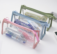 Trousse à crayons triangulaire imperméable grande capacité, style coréen, en plastique – Design simple, PVC transparent pour l'école et le bureau