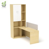 IULTRA Bureau de direction de 2.5 mètres, grande table de luxe en forme de L moderne pour PDG, placage brillant