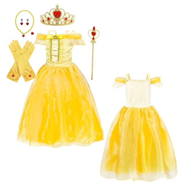 Kids Belle Princess Dresses For Girls Fashion Girls Halloween Princess Cosplay Party Costumes Birthday Kids Party Prom Dress
