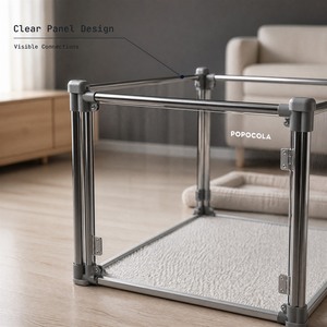 Şeffaf Akrilik Katlanabilir Köpek Çit Kapısı Montaj Gerektirmez Orta/Büyük Boy Köpekler İçin İç Mekan Kullanımı-Yıldızlı Evcil Hayvan Alanı - Product Image 2