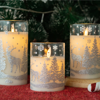 Nouvel ensemble de bougies LED de Noël 2026 style renne scintillant, en verre scintillant, pour décoration de table et de fenêtre de Noël, cadeau de fêtes, prix de gros