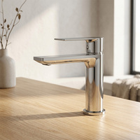 Robinet de lavabo de salle de bain en laiton poli à un trou, à montage sur plan, avec capteur tactile, mélangeur d'eau chaude et froide, valve en céramique