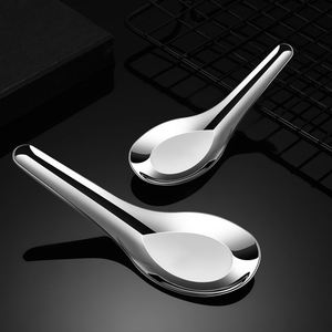 Cuillère à soupe classique en acier inoxydable 304 de qualité alimentaire, cuillère plate argentée pour dîner, best-seller - Product Image 2