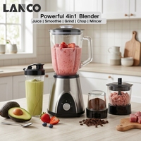 Blender électrique portable LANCO avec récipient en verre, vitesse variable, capacité de 1,5 L pour usage domestique et commercial