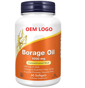 Complément alimentaire pour adultes en marque privée, huile de graines de Bourrache pré-germées à froid, 500 mg/1000 mg GLA Oméga-6, capsule molle, étiquette personnalisée - Product Image 1