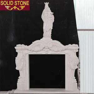 Özel tasarım doğal taş mantel lüks ev iç dekoratif beyaz mermer heykel şömine