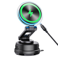 Cargador Inalámbrico Rápido de 10W/15W para Automóvil con Base de Succión, Soporte Magnético Plegable Ajustable de 360 Grados para Accesorios de Automóvil