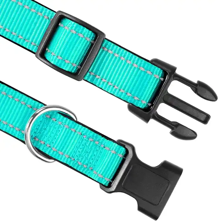 Accesorios para perros, Collar de nailon transpirable acolchado de neopreno para mascotas, Collar reflectante LED para perros