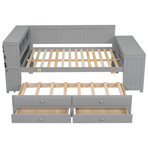 <b>Grey</b> Storage Bed With Drawers And Side <b>Cabinet</b> For Children Adults Elderly Bedroom Furniture - Product Image 3