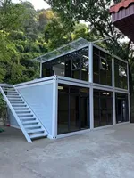 Maison préfabriquée modulaire à double étage moderne, application extérieure pour cuisine de camp, hôtel, construction en panneaux sandwich