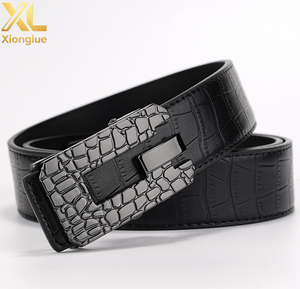 Cinturón de Cuero con Grabado de Cocodrilo para Hombre, Hebilla Automática, Sin Agujeros, Cinturones de Vestir para Negocios, Hebilla Dorada/Plateada, Correa Negra/Marrón, Personalizado - Product Image 3