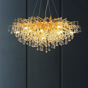 Đèn chùm pha lê ánh sáng phòng ngủ sang trọng chi nhánh nước thả đèn vàng trang trí phòng khách hiện đại phòng ngủ tỏa sáng pháo hoa - Product Image 2