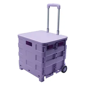 Katlanabilir yardımcı malzeme arabası katlanabilir taşınabilir sandık haddeleme arabaları ile tekerlekler Tote sepet alışveriş depolama ofis kullanımı için OEM 45L