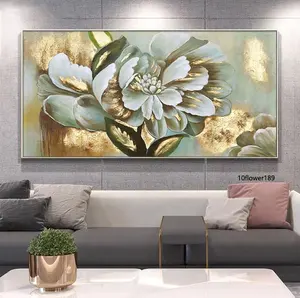 Hand Painted Flower Gold Foil Wall Art Oil Painting Classic Flowers Home Goods For Home Office Restaurant Decor