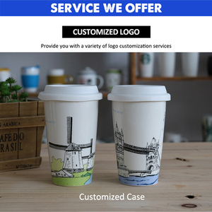 Taza de Café Personalizada al por Mayor de 350 ml para Llevar con Logotipo, Taza de Té de Cerámica de Doble Capa Portátil para Viajes con Tapa de Silicona, Apta para Lavavajillas - Product Image 4