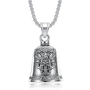 Yunnique – collier avec pendentif cloche d'ange en acier inoxydable, style vintage, bijoux cadeau unisexe, chaîne de 3mm, longueur 60cm - Product Image 1