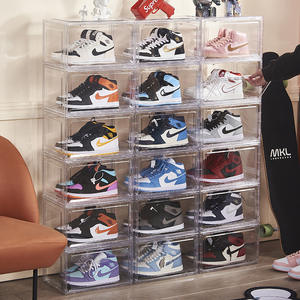 Wholesale Japanese Flip Transparent Shoe Box Overlay Assembly aj Shoes High Permeability PET Organisations