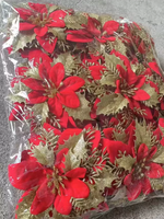 Têtes de fleurs de Noël artificielles en PE en gros, fausses fleurs décoratives classiques pour la décoration de Noël à la maison et à l'hôtel