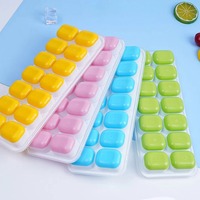 Moules à glaçons et à sucettes glacées en silicone à 14 compartiments avec couvercle amovible, réutilisables et compatibles lave-vaisselle, pour la préparation facile de glaces maison